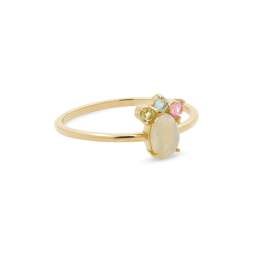 OVAL OPAL UNICORN CROWN RING SIDE