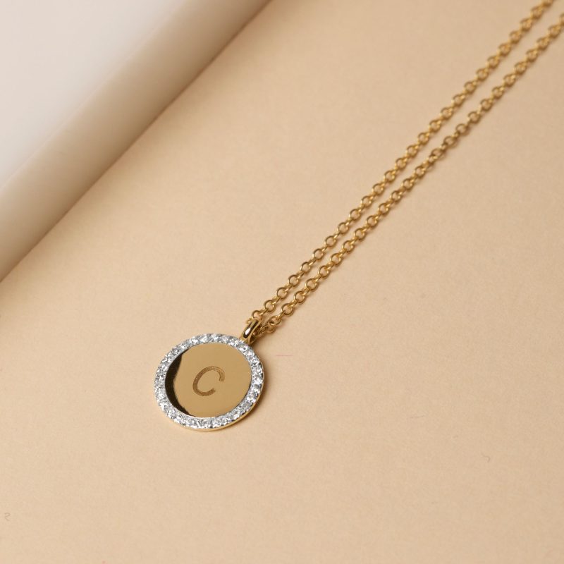 PAVE DIAMOND DISC NECKLACE EDITORIAL