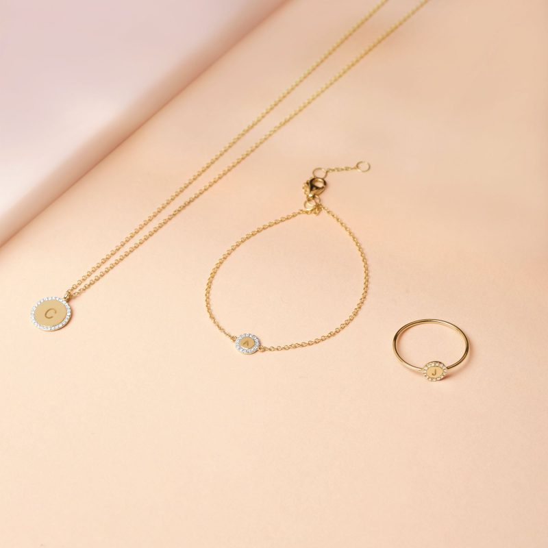 PAVE DIAMOND DISC NECKLACE EDITORIAL COLLECTION 2