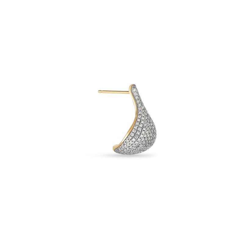 Stone and Strand 10K Yellow Gold Pave Diamond Droplet Studs Single Image