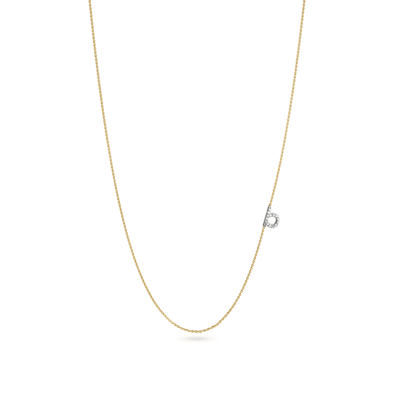 PAVE DIAMOND INITIAL ASYMMETRIC NECKLACE FRONT 1