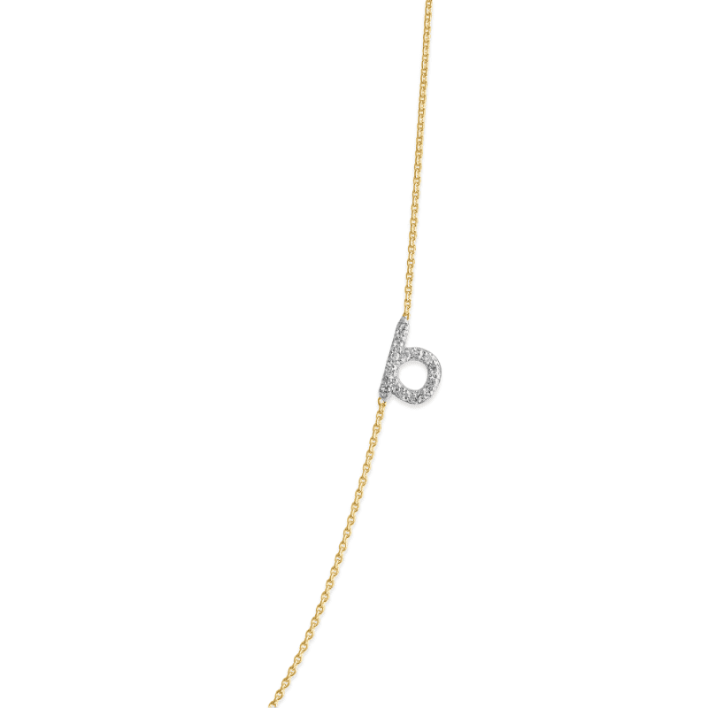 PAVE DIAMOND INITIAL ASYMMETRIC NECKLACE FRONT 2