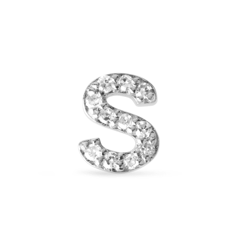 Stone and Strand 10K Yellow Gold Pave Diamond Initial Stud Front S Image