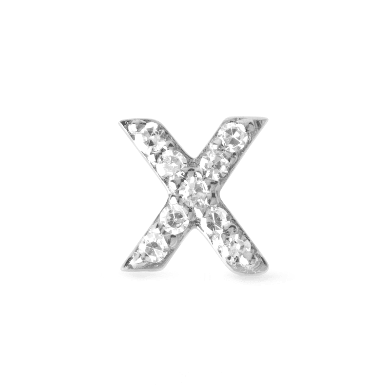 Stone and Strand 10K Yellow Gold Pave Diamond Initial Stud Front X Image