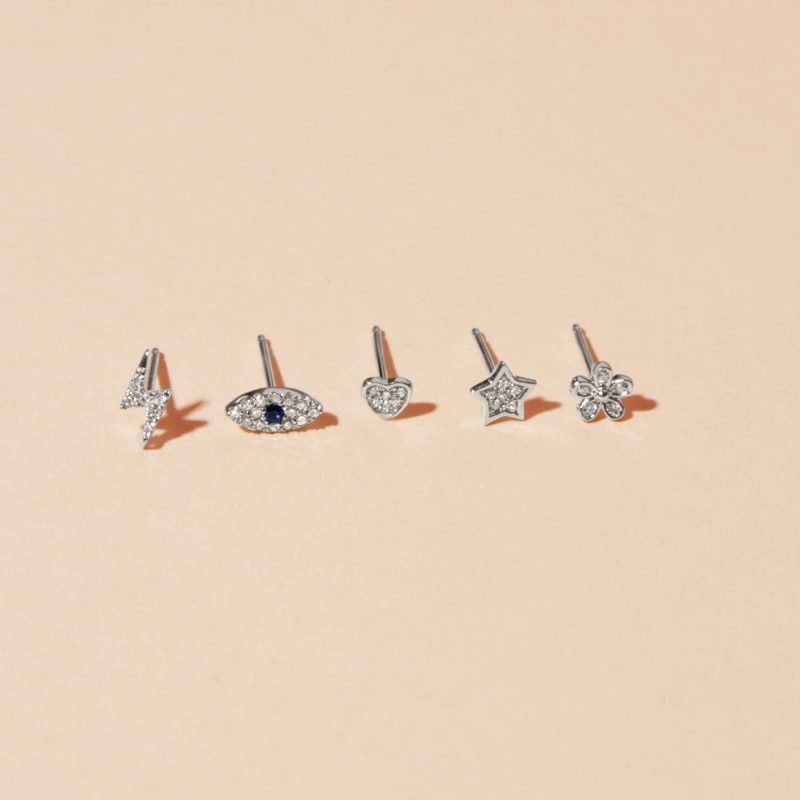 PAVE DIAMOND LIGHTNING BOLT STUD EDITORIAL COLLECTION