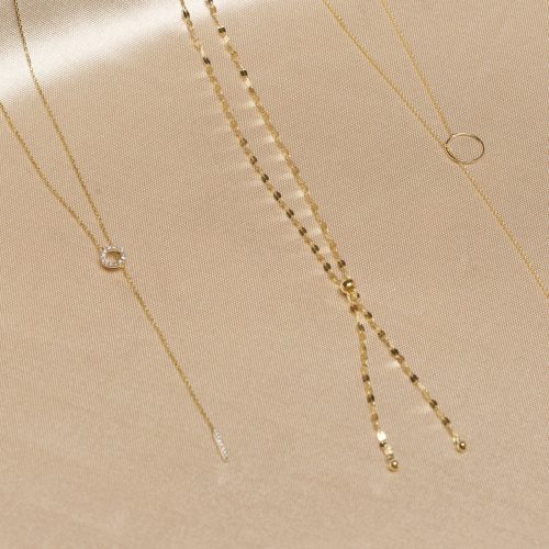 PAVE DIAMOND OPEN CIRCLE LARIAT NECKLACE EDITORIAL COLLECTION