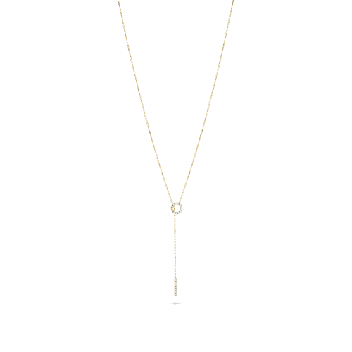 PAVE DIAMOND OPEN CIRCLE LARIAT NECKLACE FRONT 2