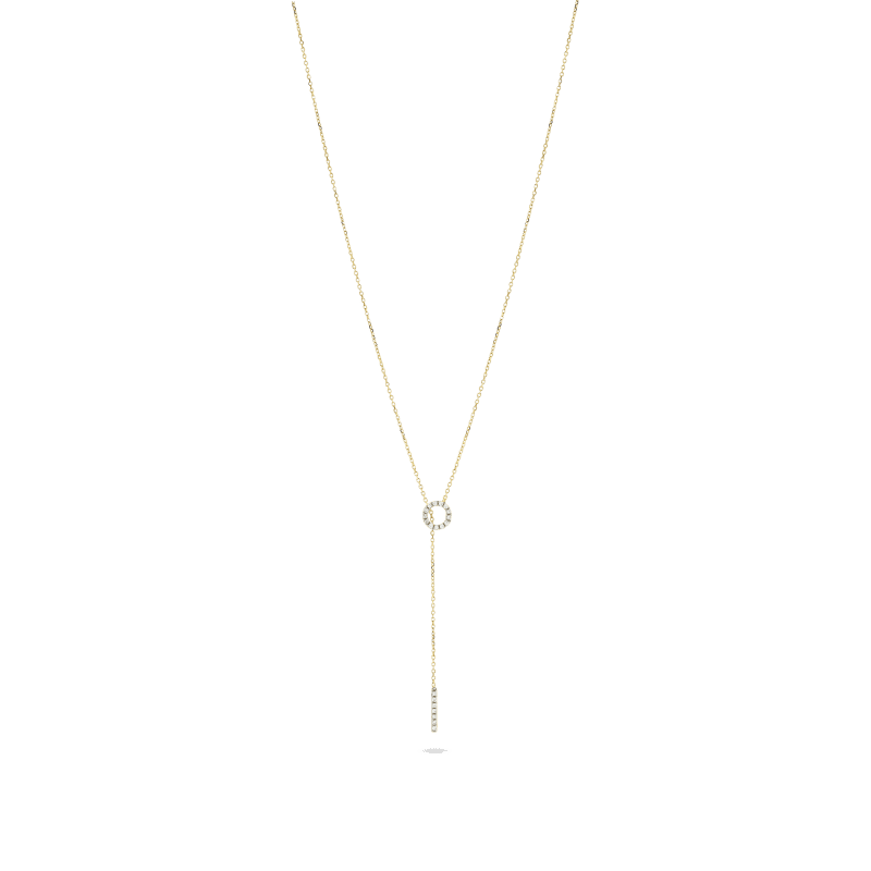 PAVE DIAMOND OPEN CIRCLE LARIAT NECKLACE FRONT 2