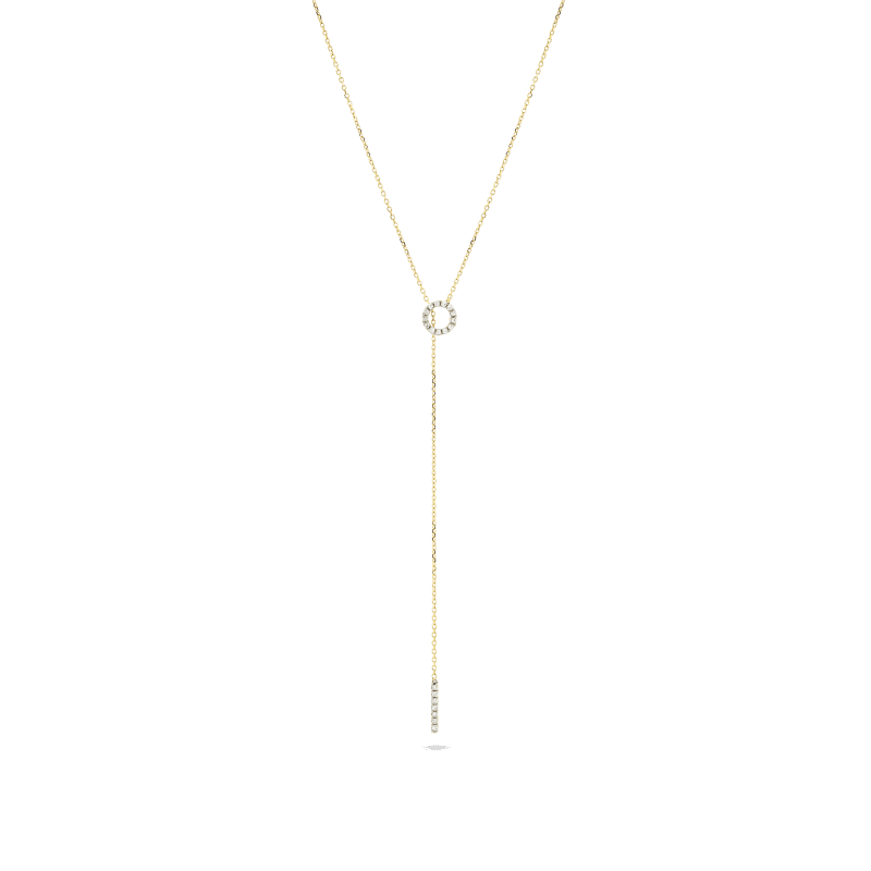 PAVE DIAMOND OPEN CIRCLE LARIAT NECKLACE FRONT 3