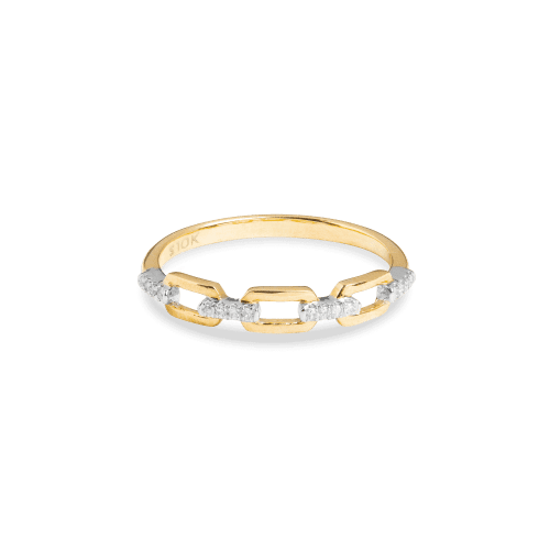 Stone and Strand 10K Yellow Gold Pave Diamond Open Linked Ring Front Image