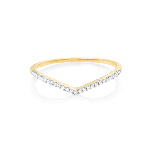 Stone and Strand 10K Yellow Gold Pave Diamond V Band Front Image