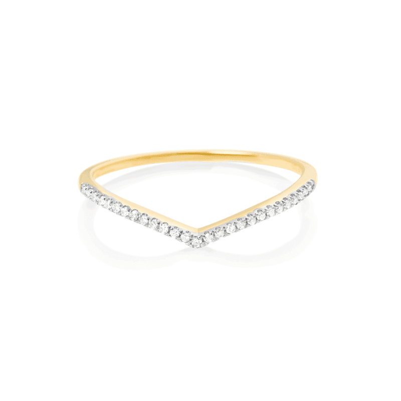 Stone and Strand 10K Yellow Gold Pave Diamond V Band Front Image