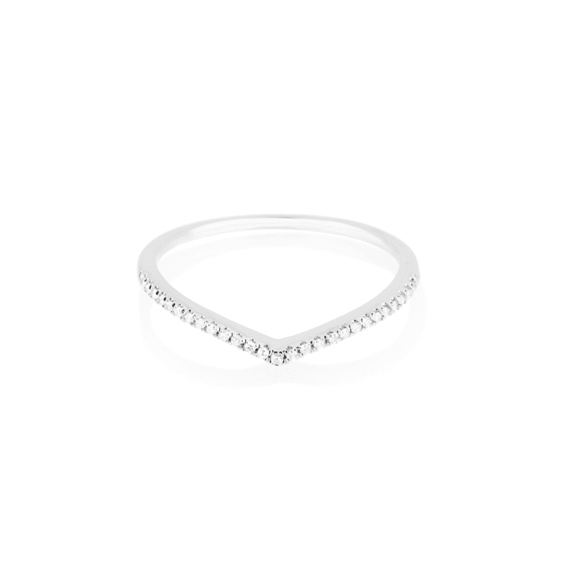 Stone and Strand 10K White Gold Pave Diamond V Band Front Image