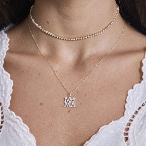 PAVE MAMA LOVE NECKLACE WEAR IT WITH