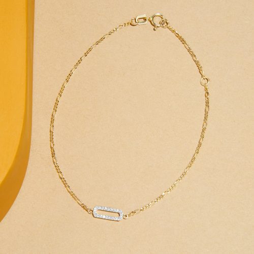 PAVE PAPERCLIP FIGARO BRACELET EDITORIAL