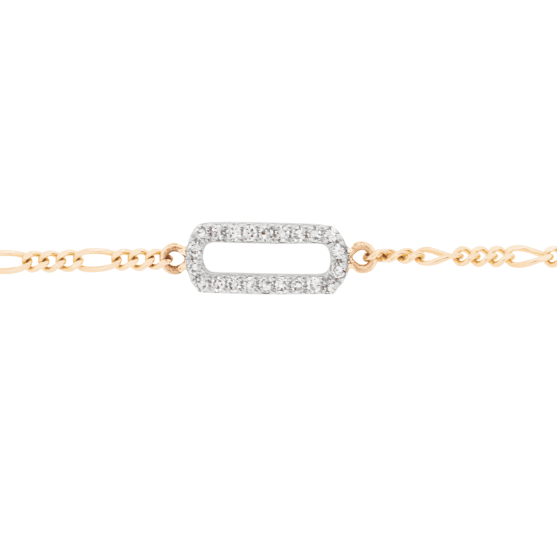 PAVE PAPERCLIP FIGARO BRACELET FRONT 2