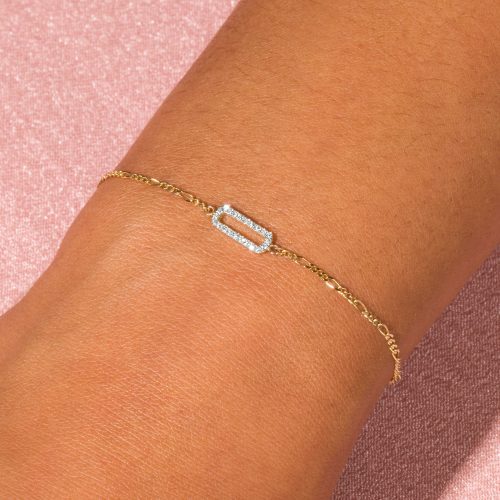 PAVE PAPERCLIP FIGARO BRACELET ON BODY