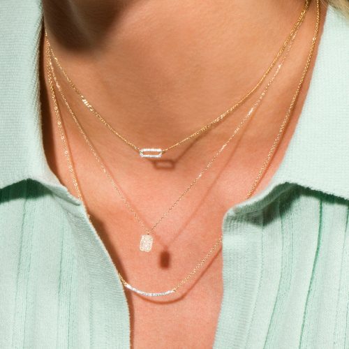 PAVE PAPERCLIP FIGARO NECKLACE WEAR IT WITH