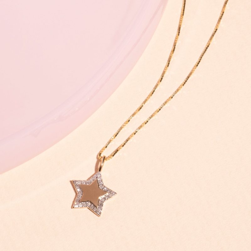 PAVE STAR DISC NECKLACE EDITORIAL