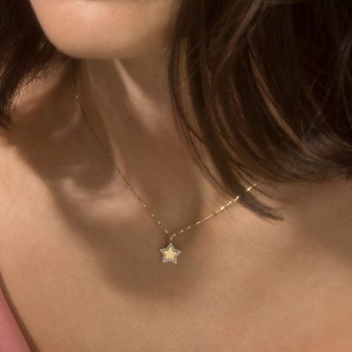 PAVE STAR DISC NECKLACE ON BODY