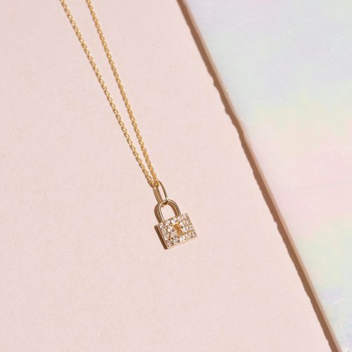 PAVE TOPAZ LOCK PENDANT EDITORIAL