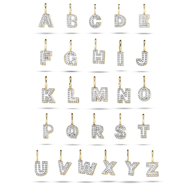 PAVE VARSITY LETTER NECKLACE CHARMS