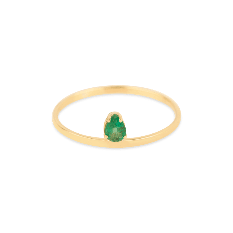 PEAR CUT EMERALD FLAT BAND RING FRONT