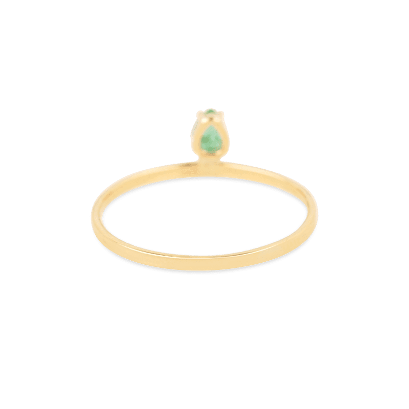 PEAR CUT EMERALD FLAT BAND RING REAR