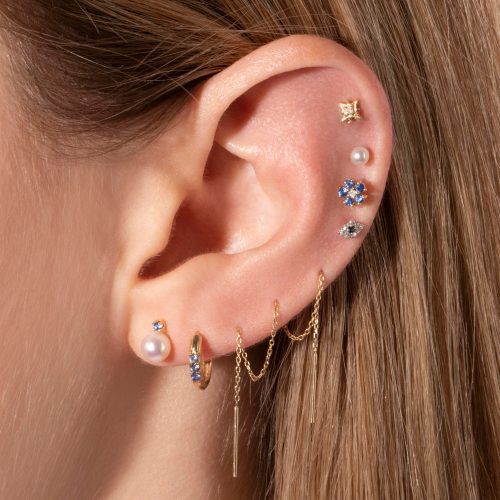 PEARL AND SAPPHIRE STUD EARRING WEAR IT WITH