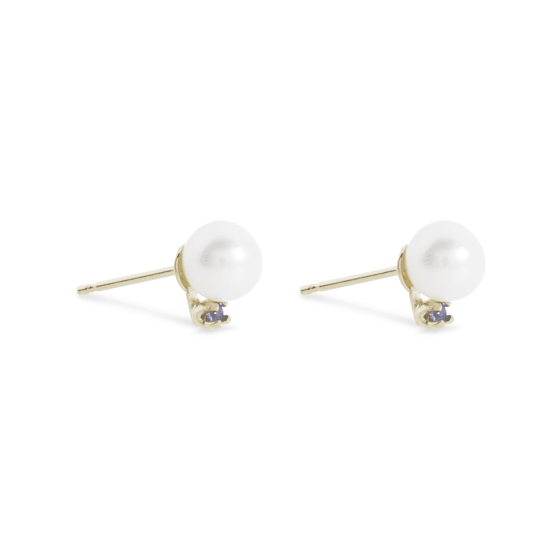 PEARL AND SAPPHIRE STUD EARRINGS SIDE