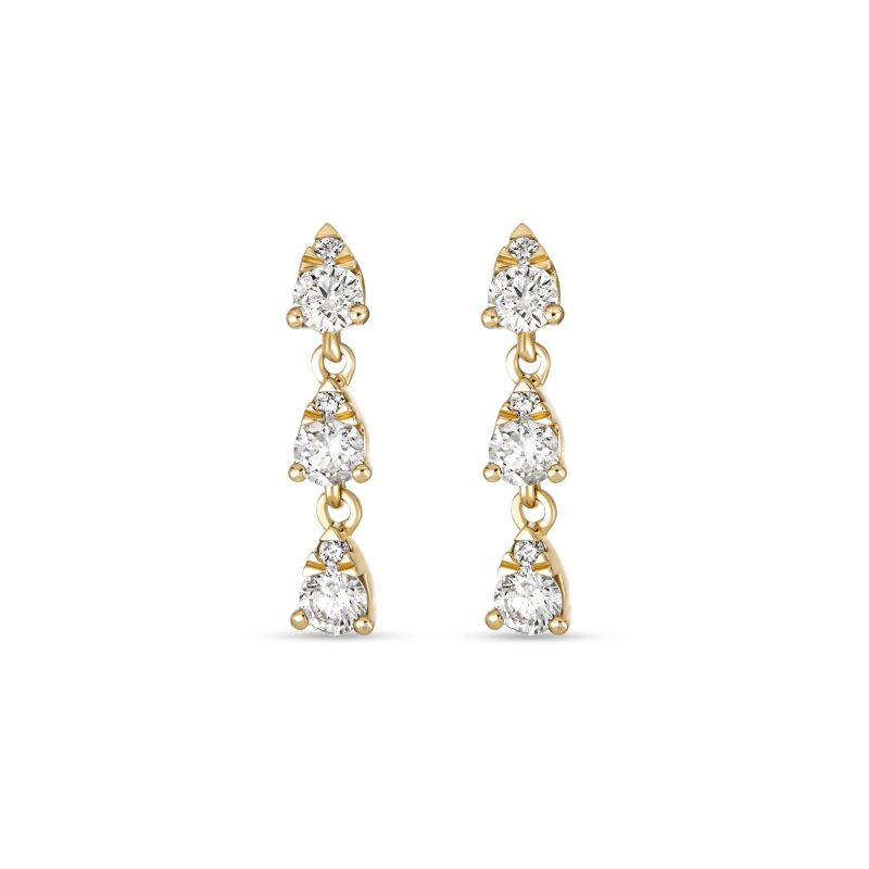 Stone and Strand 10K Yellow Gold Perfect Pear Diamond Drop Earrings Front Image