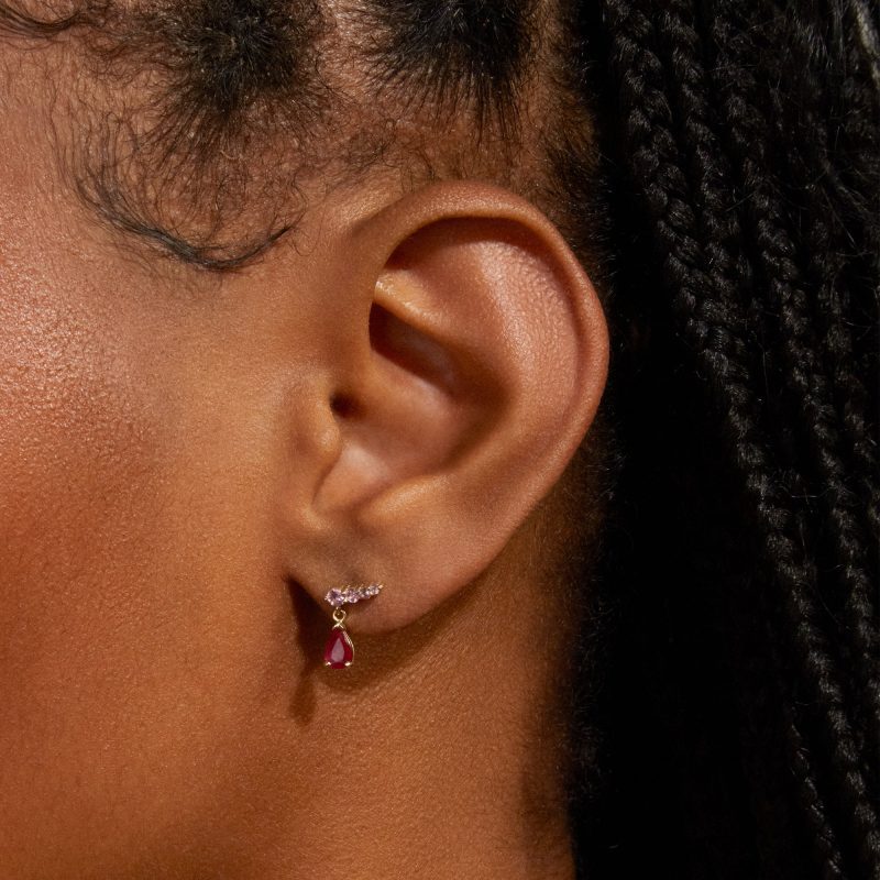 PINK POWER CLIMBER EARRINGS ON BODY