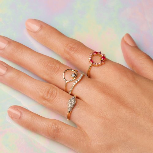 PINK POWER OPEN CIRCLE RING ON BODY