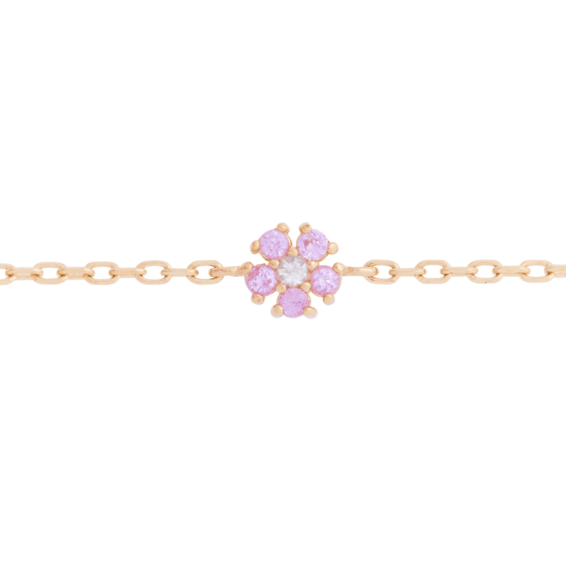 PINK SAPPHIRE FLOWER BRACELET FRONT 2