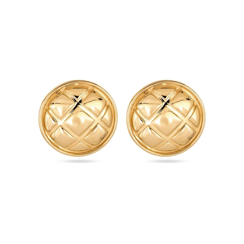 Stone and Strand 14K Yellow Gold Puff Puff Button Studs Front Image