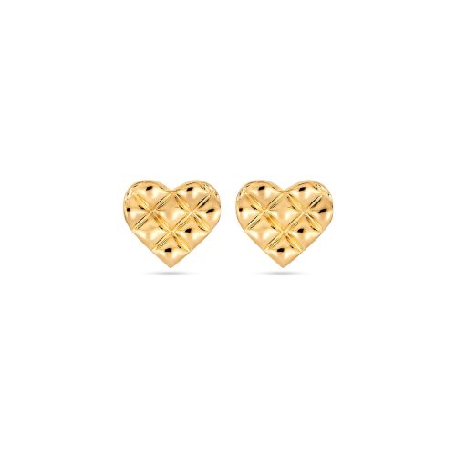 Stone and Strand 14K Yellow Gold Puff Puff Heart Studs Front Image