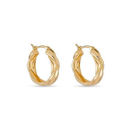 Stone and Strand 14K Yellow Gold Puff Puff Quilted Hoops Side Image