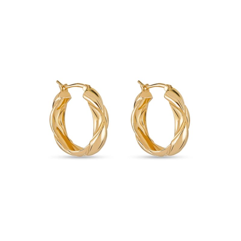 Stone and Strand 14K Yellow Gold Puff Puff Quilted Hoops Side Image