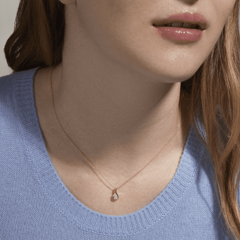 Perfect Pear Diamond Droplet Necklace On Body