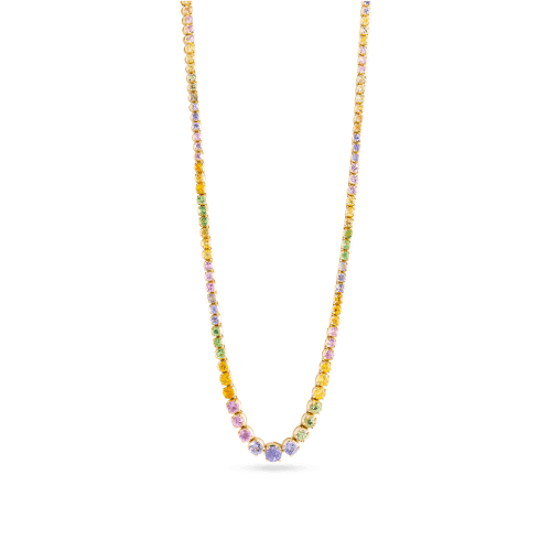 RAINBOW BRIGHT TENNIS NECKLACE FRON T 1