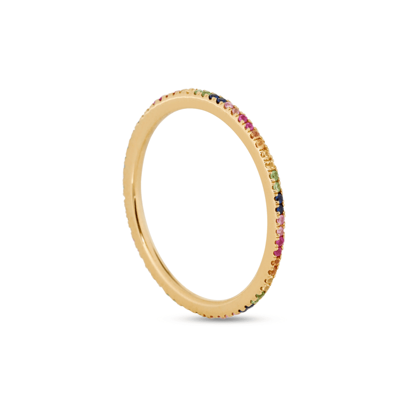 RAINBOW SAPPHIRE PAVE ETERNITY BAND SIDE