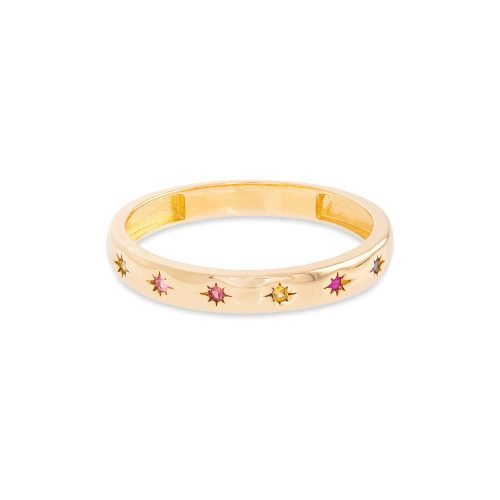 Stone and Strand 10K Yellow Gold Rainbow Starburst Gemstone Band Front Image