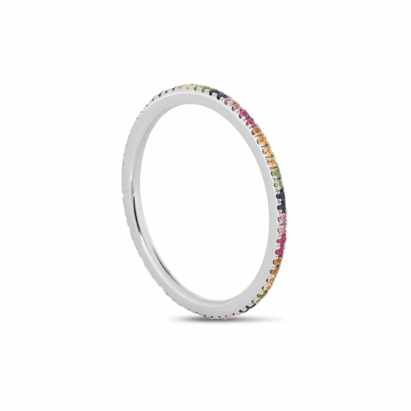 RAINBOW SAPPHIRE PAVE ETERNITY BAND SIDE