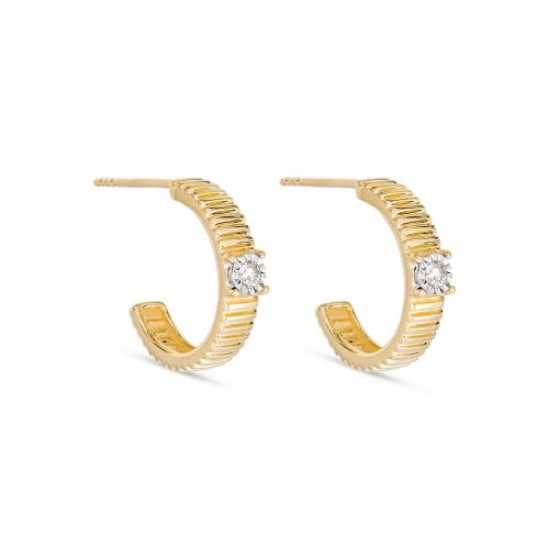 Stone and Strand 10K Yellow Gold Dainty Diamond Pirouette Hoops Side Image