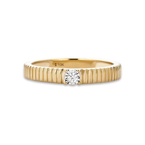 Stone and Strand 10K Yellow Gold Dainty Diamond Pirouette Band Front Image