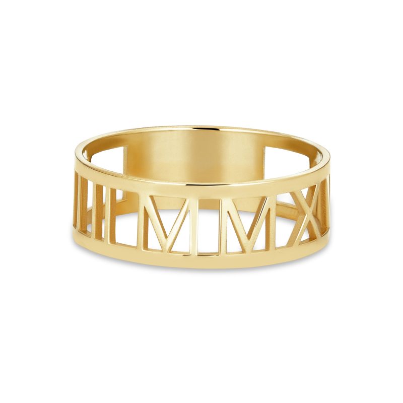 Stone and Strand 10K Yellow Gold Roman Numeral Ring Front Image