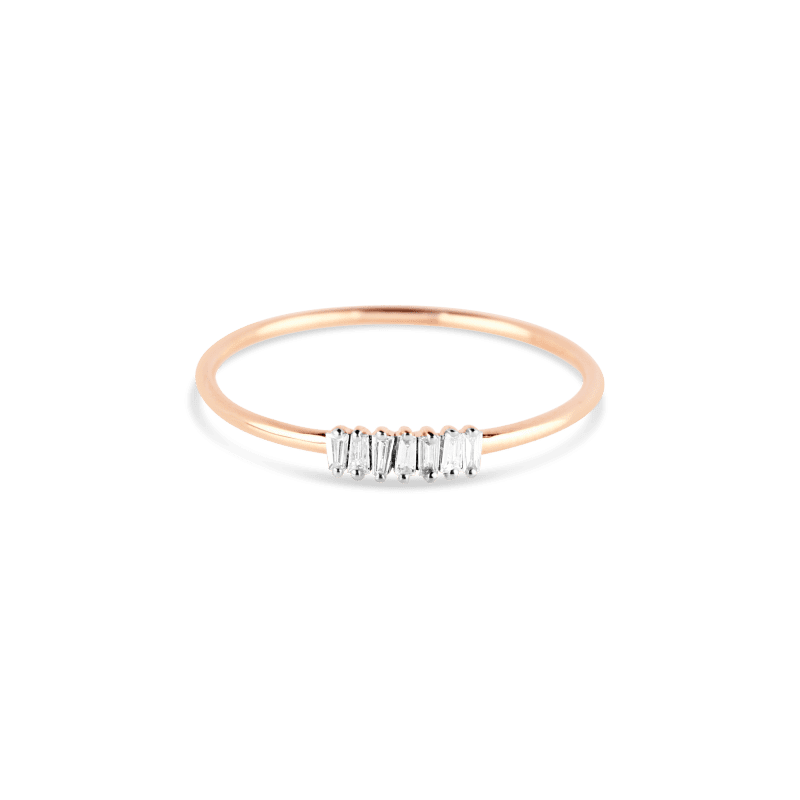 ROSE GOLD BAGUETTE DIAMOND LINE RING FRONT