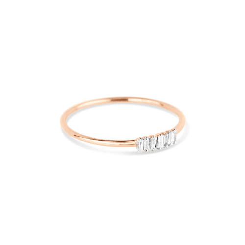 ROSE GOLD BAGUETTE DIAMOND LINE RING SIDE