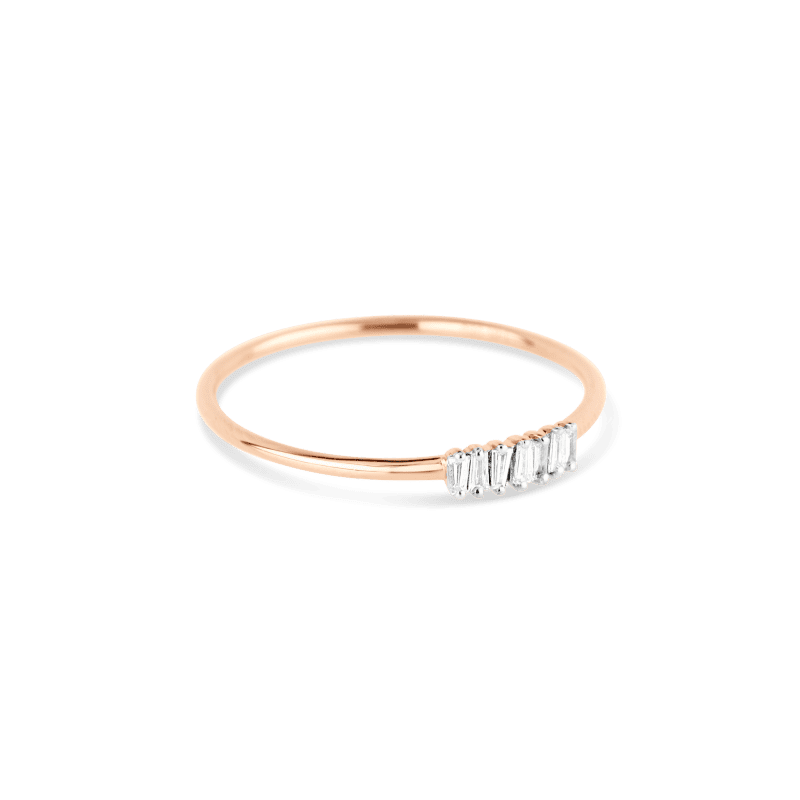 ROSE GOLD BAGUETTE DIAMOND LINE RING SIDE