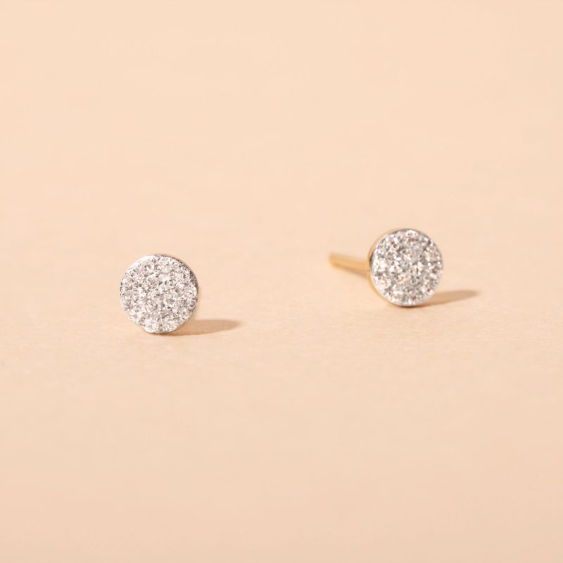 ROSE GOLD PAVE DIAMOND DISC EARRINGS EDITORIAL